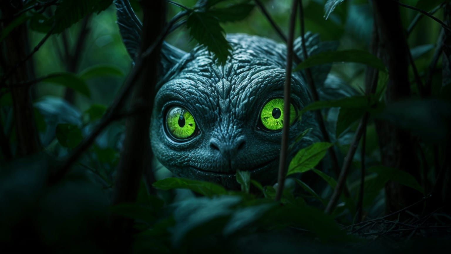 Enchanted Forest Eyes Shine Bright in the Dim Light