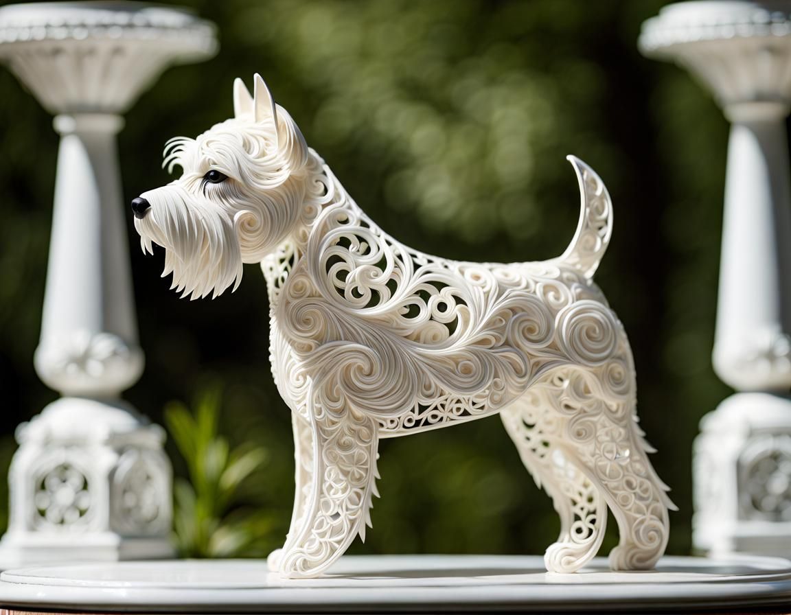 Lace Westie Sculpture in Forest Glen