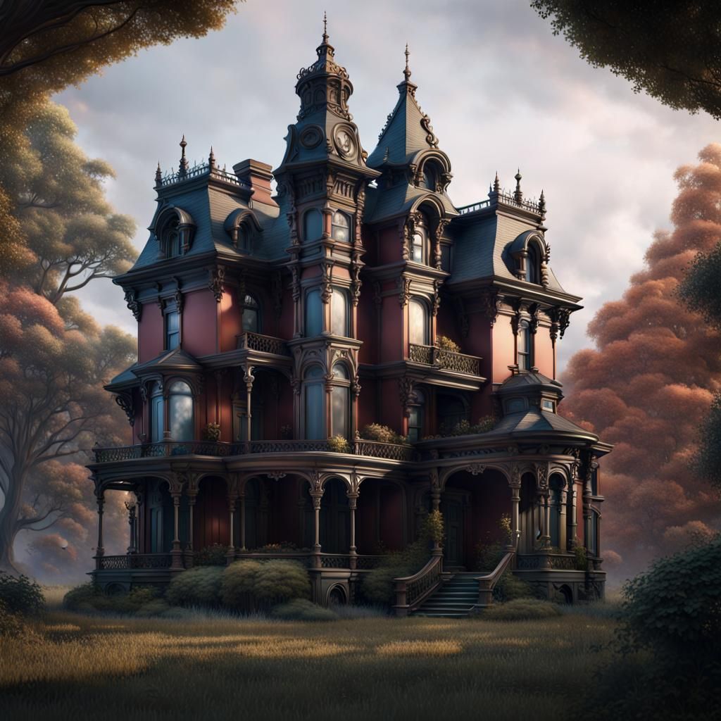 Isolated Victorian Mansion: Detailed Matte Painting