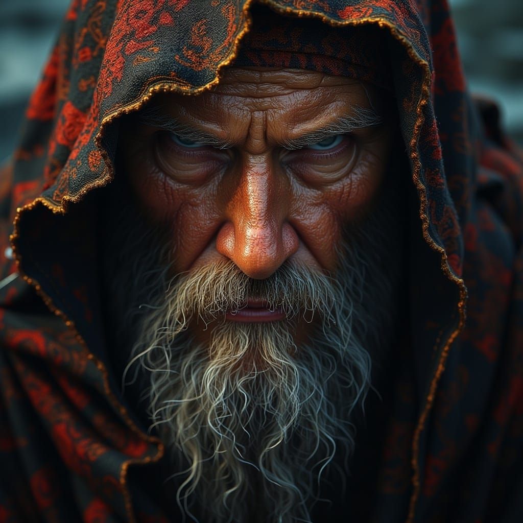 Wise Wizard Portrait in Hyperrealistic Style