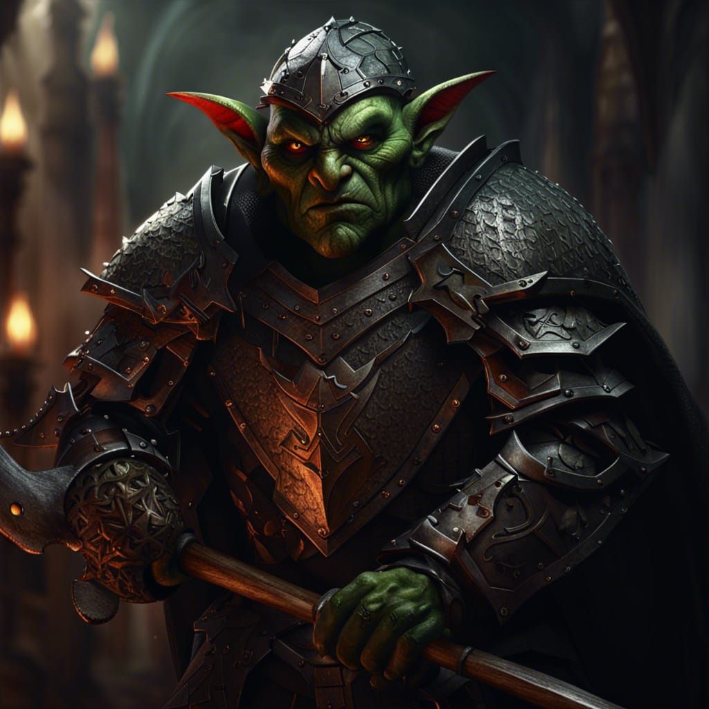 Goblin Paladin in Chainmail: Dark Fantasy Art