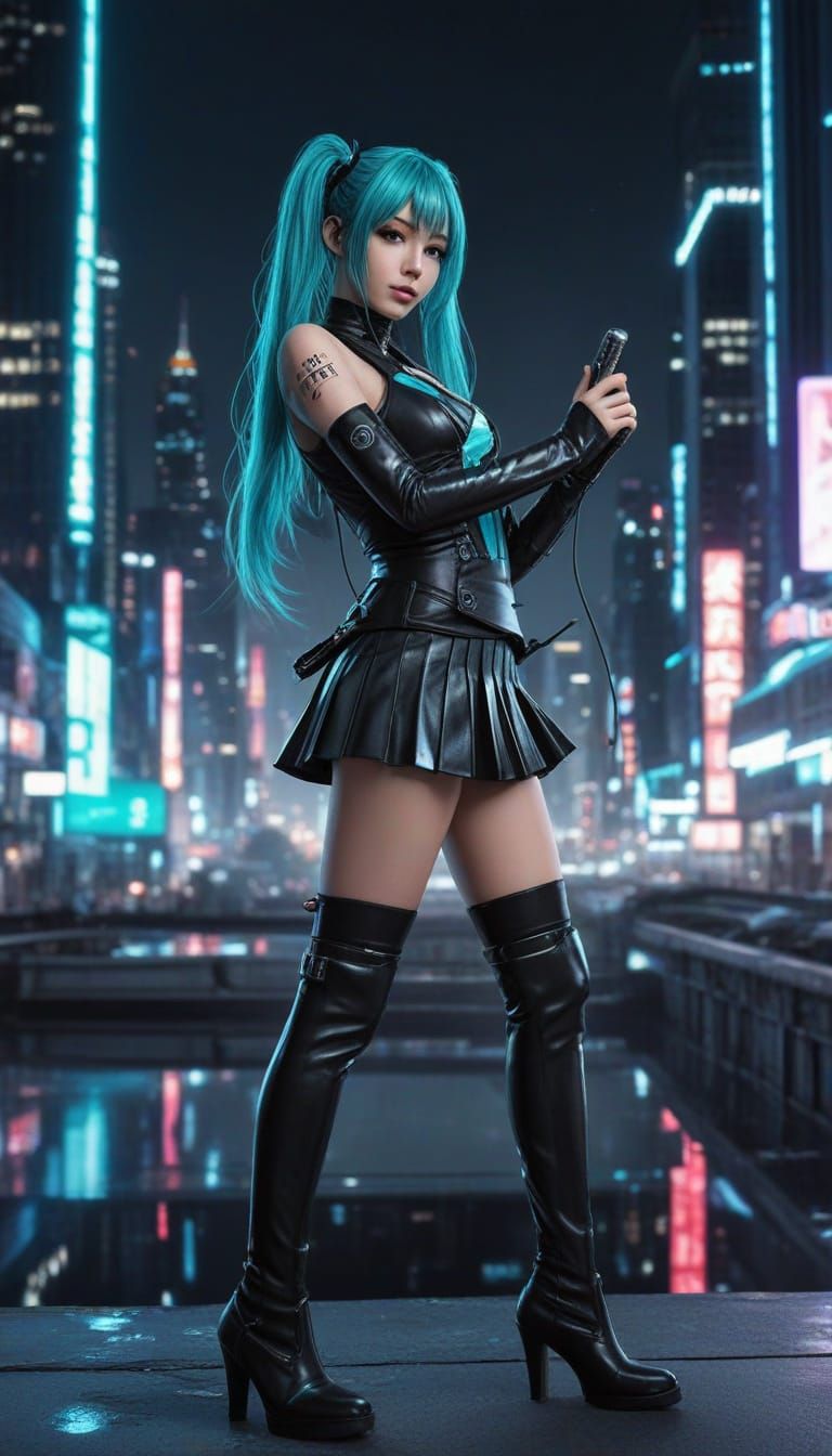 Cyberpunk Goddess: A Young Cosplayer Channels Hatsune Miku