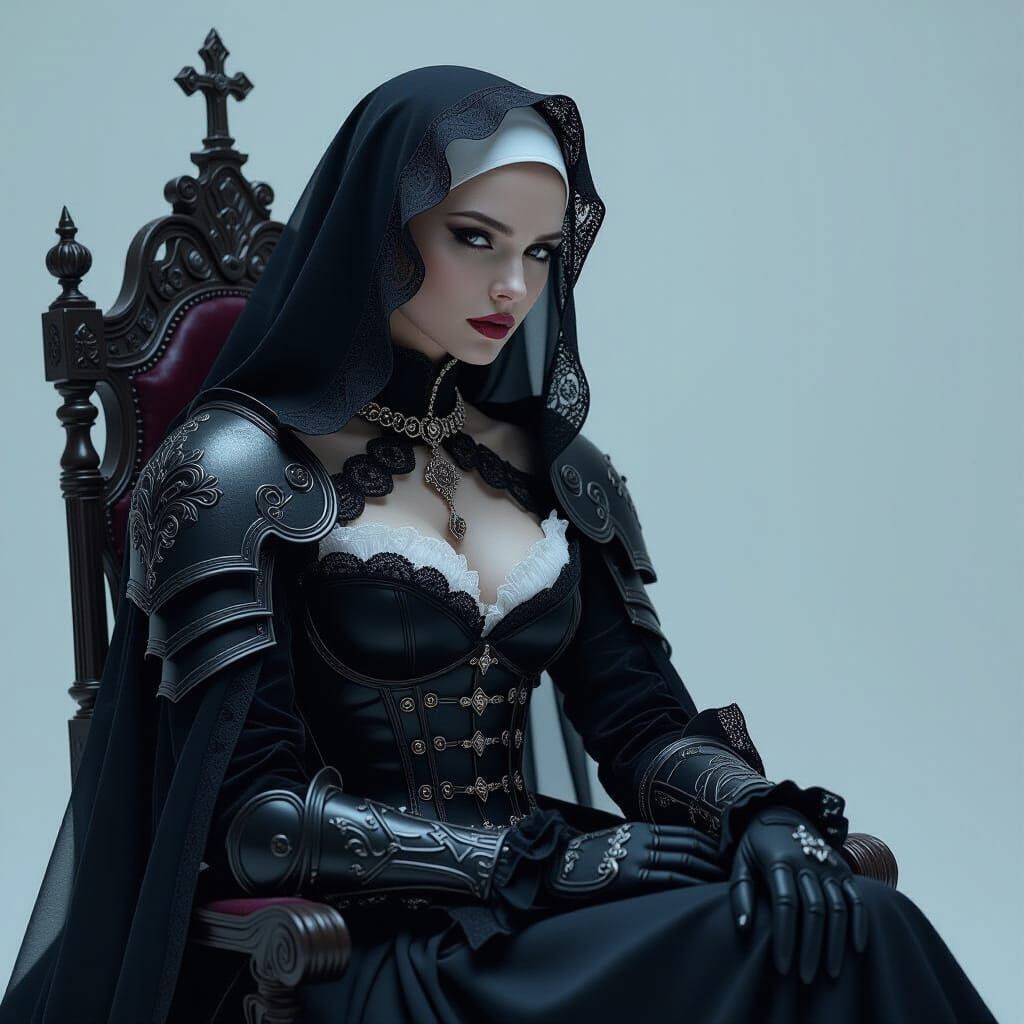 Gothic Knight Nun: Cinematic Studio Portrait