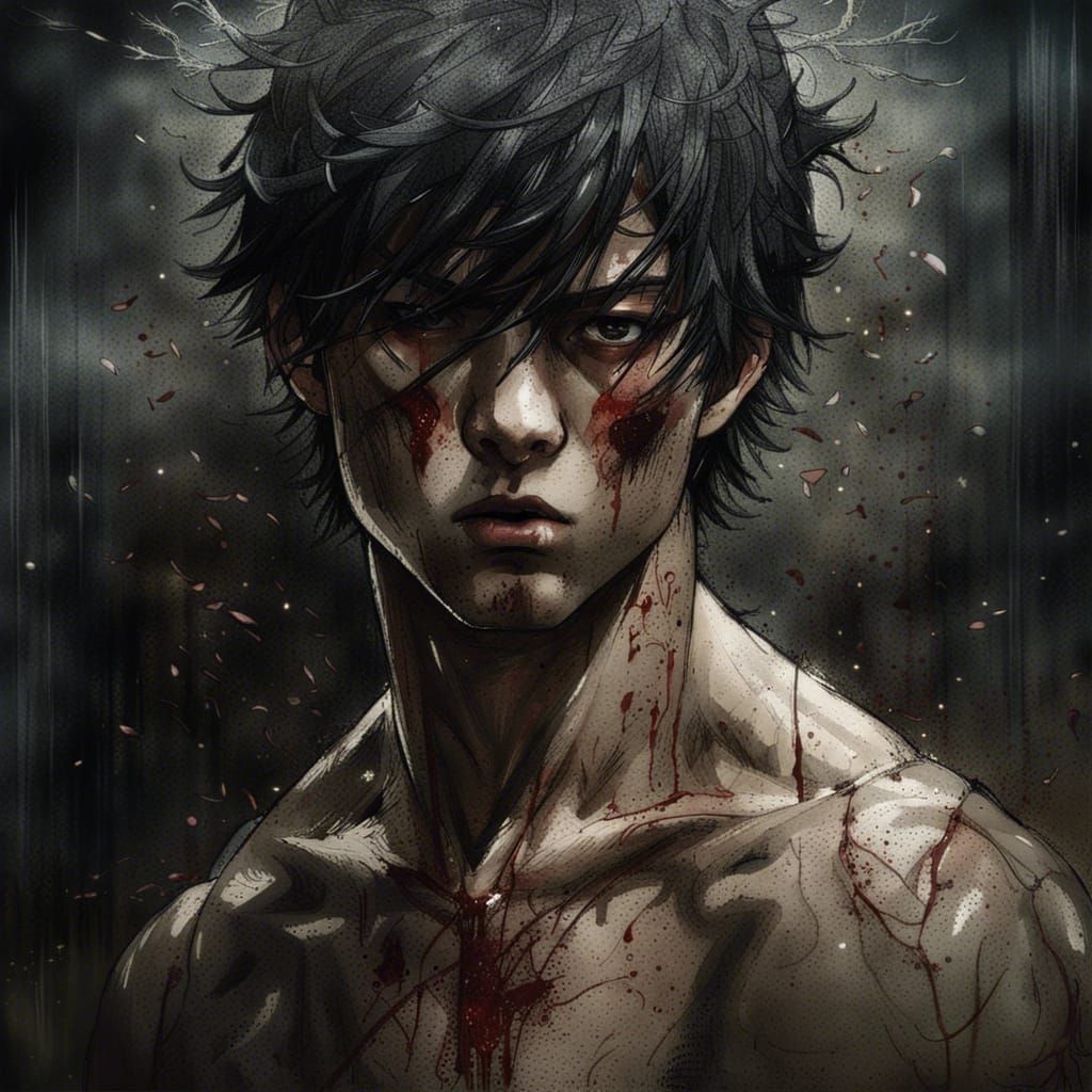 Mark of Cain: Hyperrealistic Manga Anime Portrait
