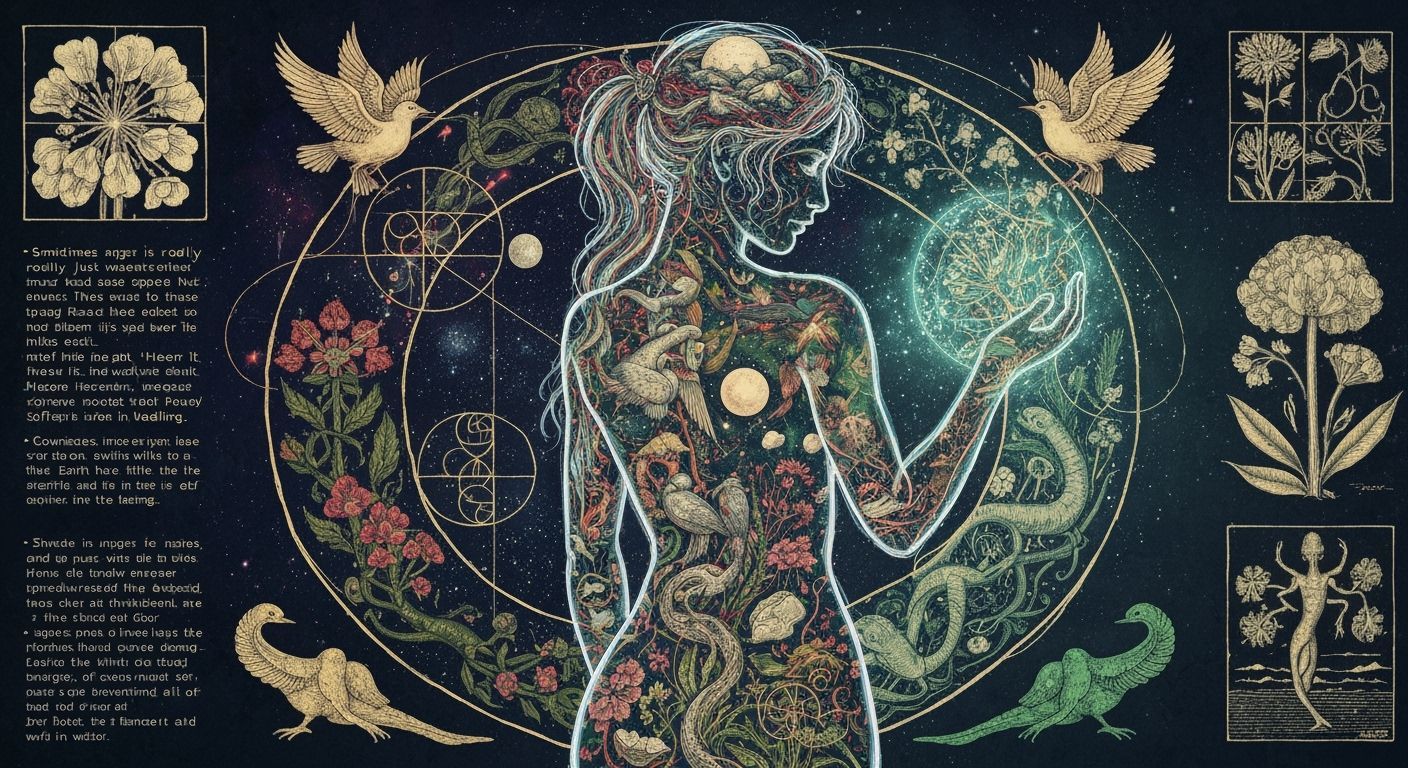 Woman Embracing Nature's Cosmic Energy