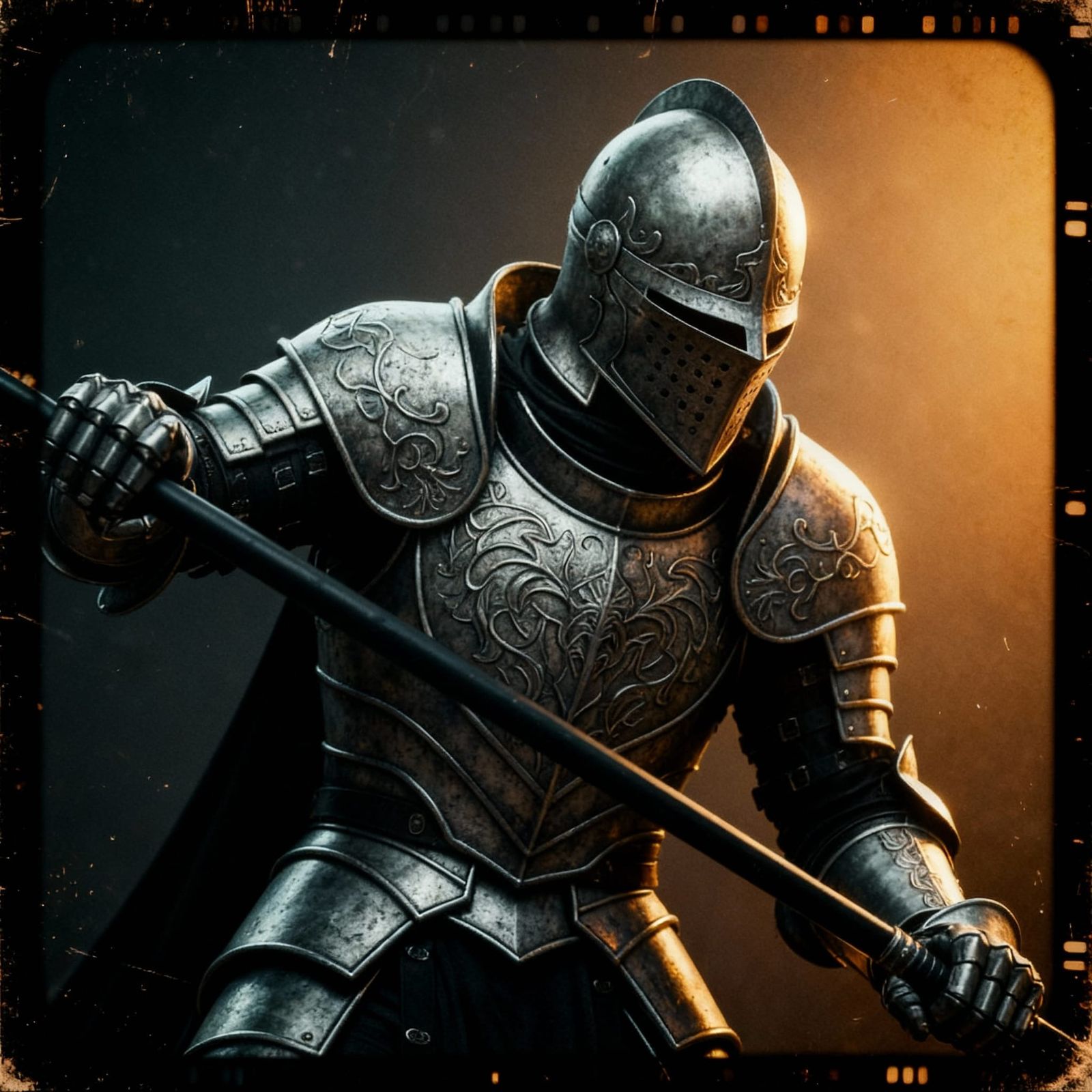 Silver Knight in Dramatic Cinematic Lighting