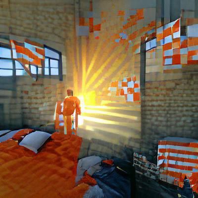 Pixel Art of a Bad Memory in Orange Hues