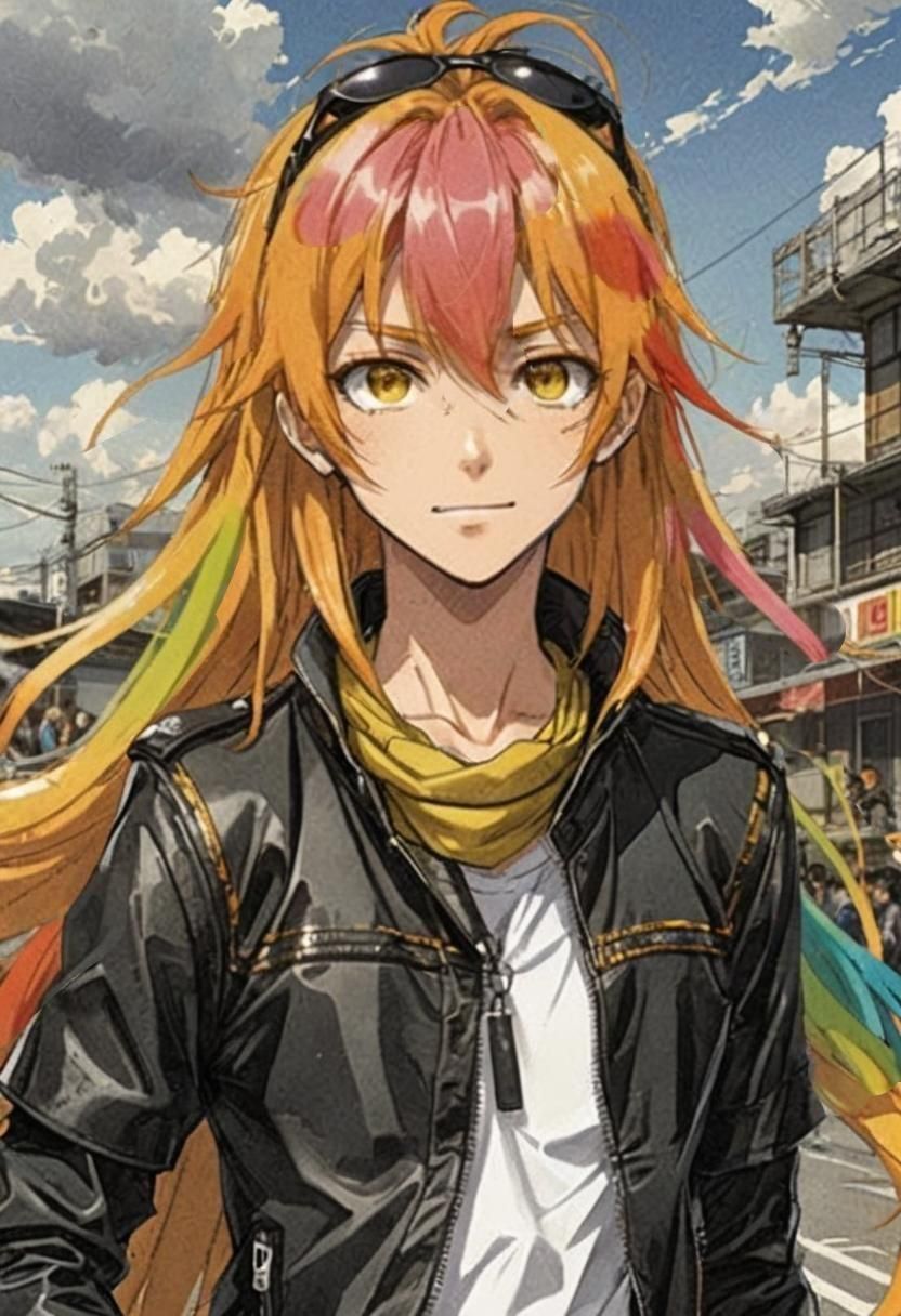 Multicolored, pink and red dyed strands of hair. by artist "...