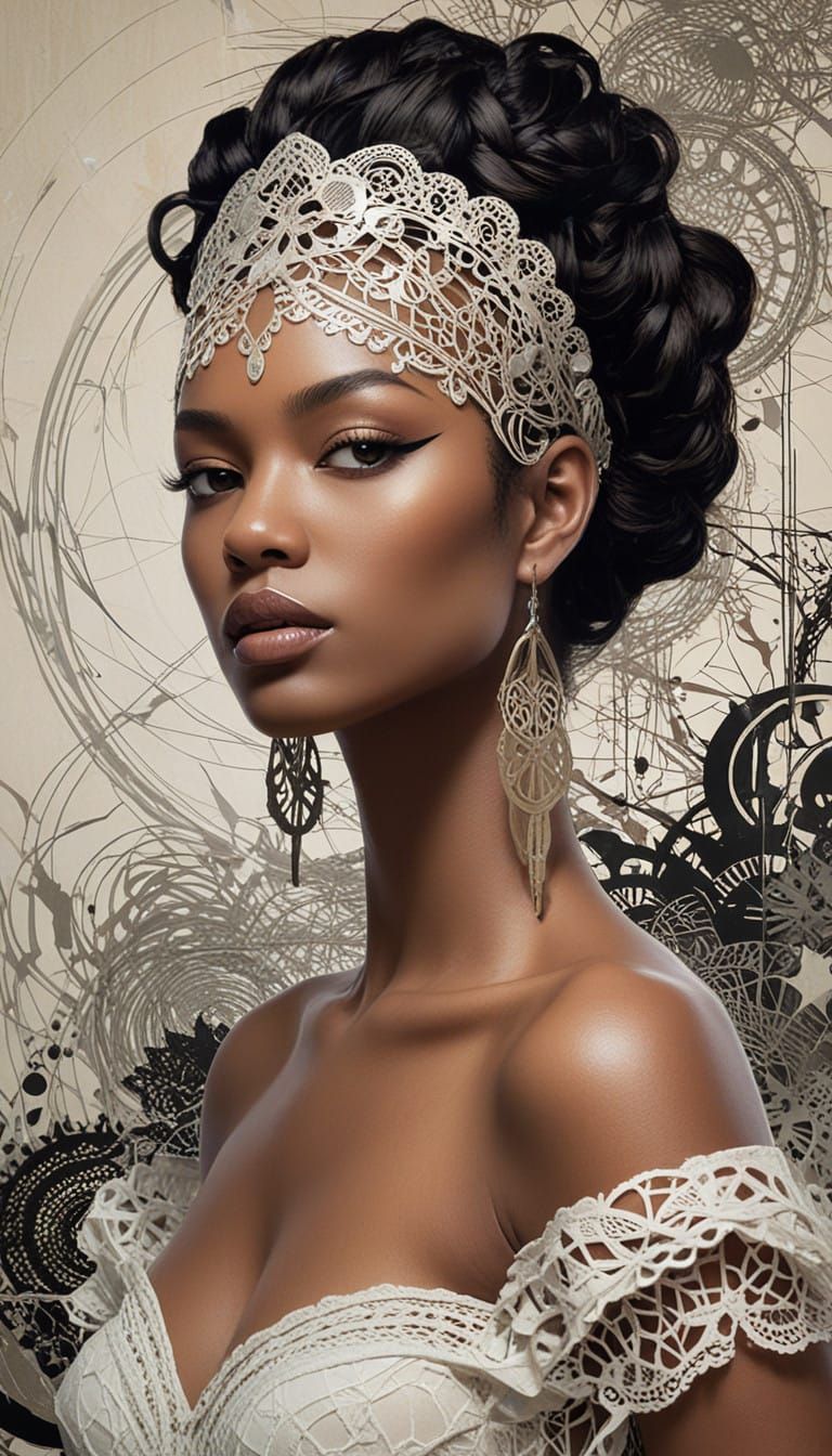 Sultry Afro Goddess in Distressed Neo-Dada Collage