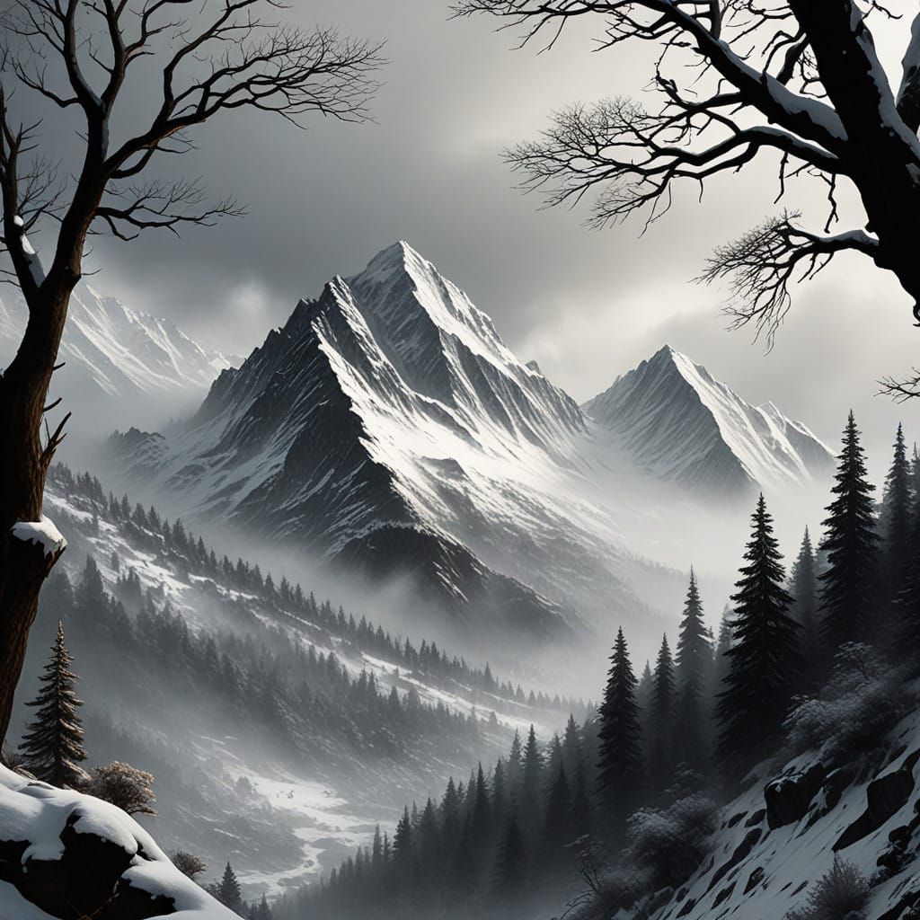 Dramatic Winter Storm in the Mountains