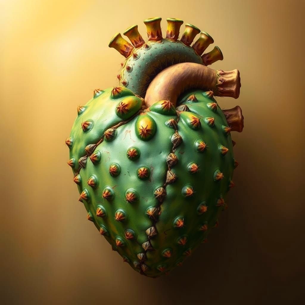 Realistic Cactus Heart: Desert Love