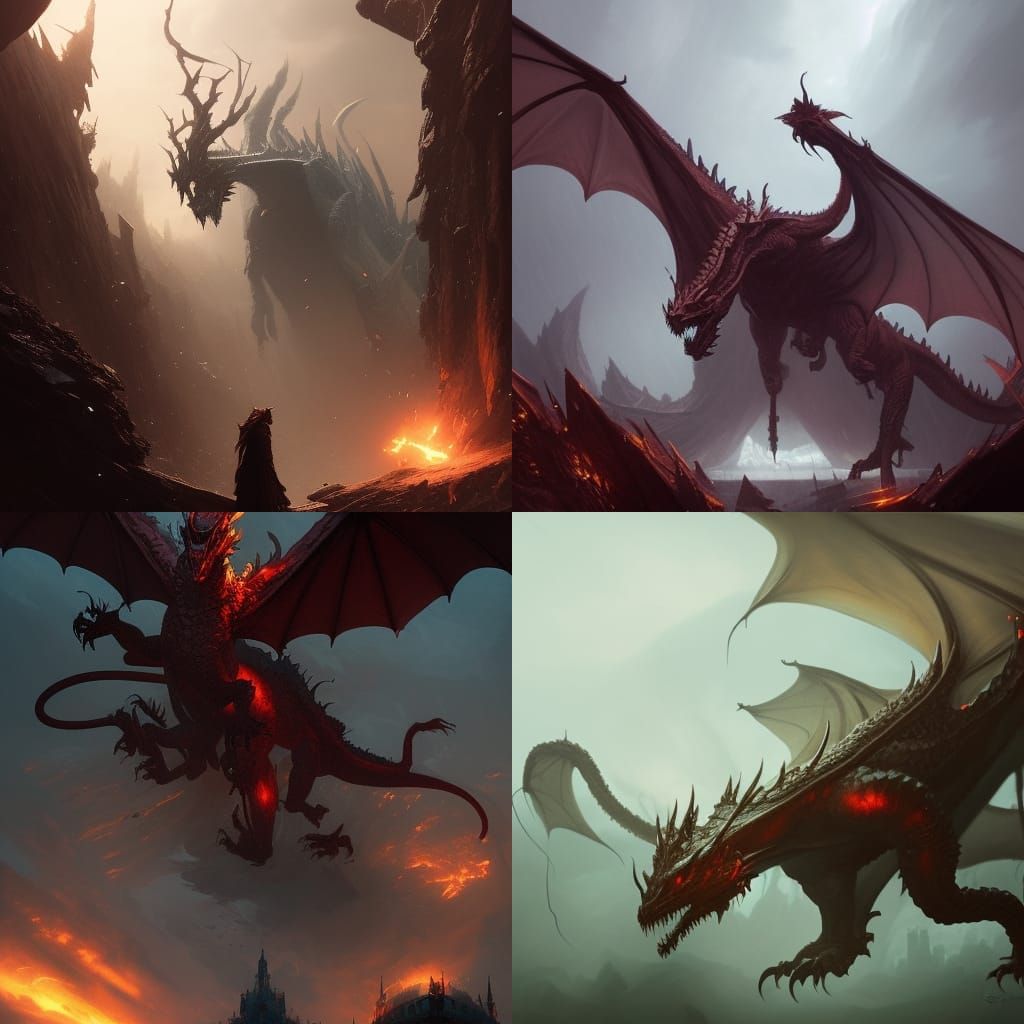 Menacing Dragon in Dark Fantasy Concept Art