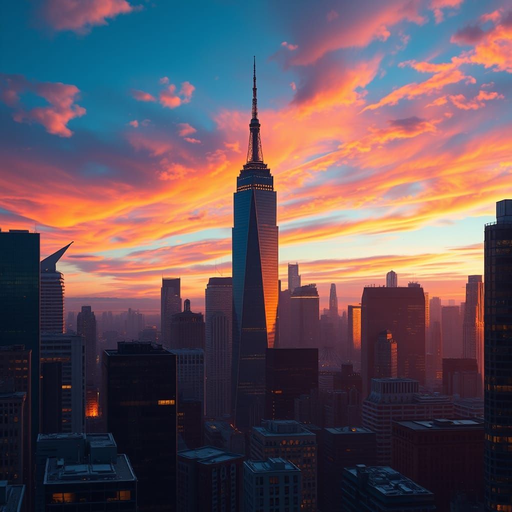 Surreal NYC Skyline at Dusk in Hyper-Realistic Matte Paintin...