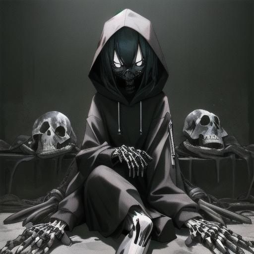 Melting Girl in Black Hood Sitting in Bedroom