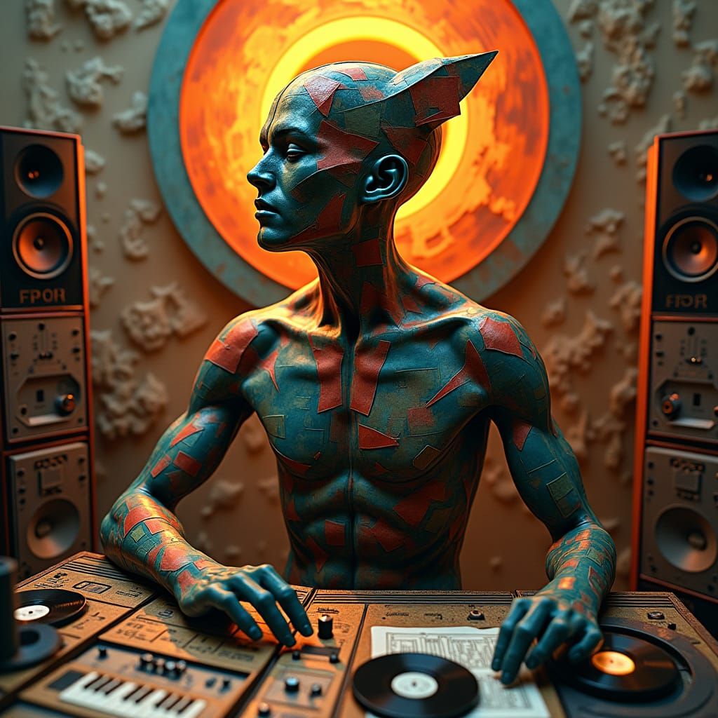 Phantom Composed of Recording Studio in Geometric Fauvism