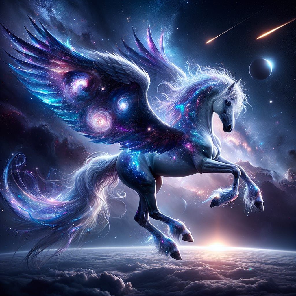 Galactic Pegasus in Cosmic Skies