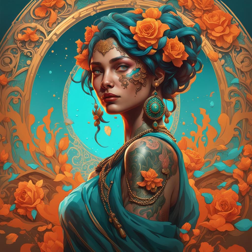 Elaborate Tattoo Design in Digital Art Style