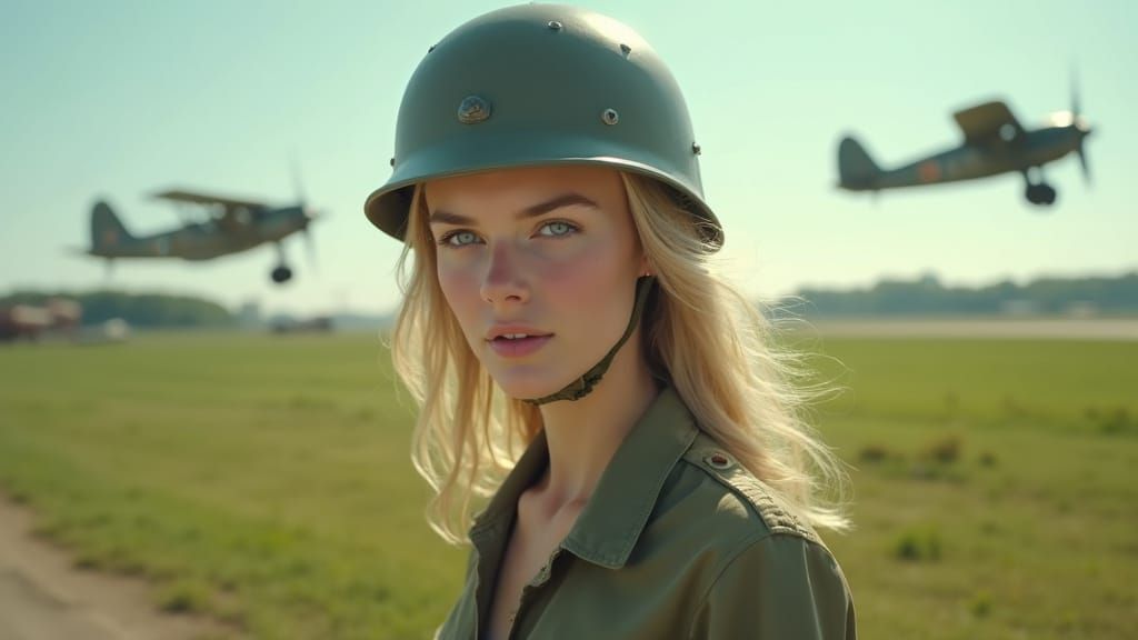 Woman Soldier in Vintage Autochrome Style