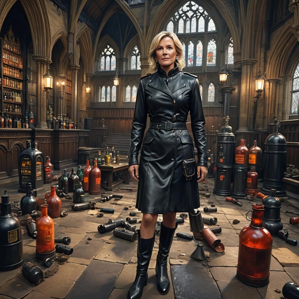 Woman in Leather in Parliament: Matte Painting