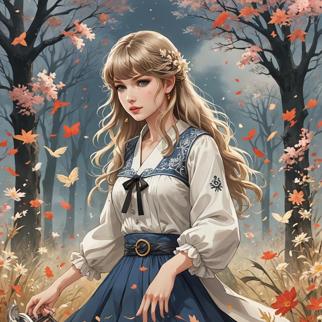 Taylor Swift as Anime Key Visual Art