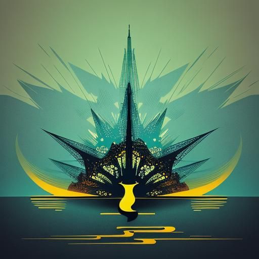 Surreal Optical Illusion Cityscape in Graphic Style