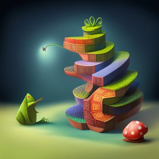Alice in Wonderland: Caterpillar and Origami Mushroom