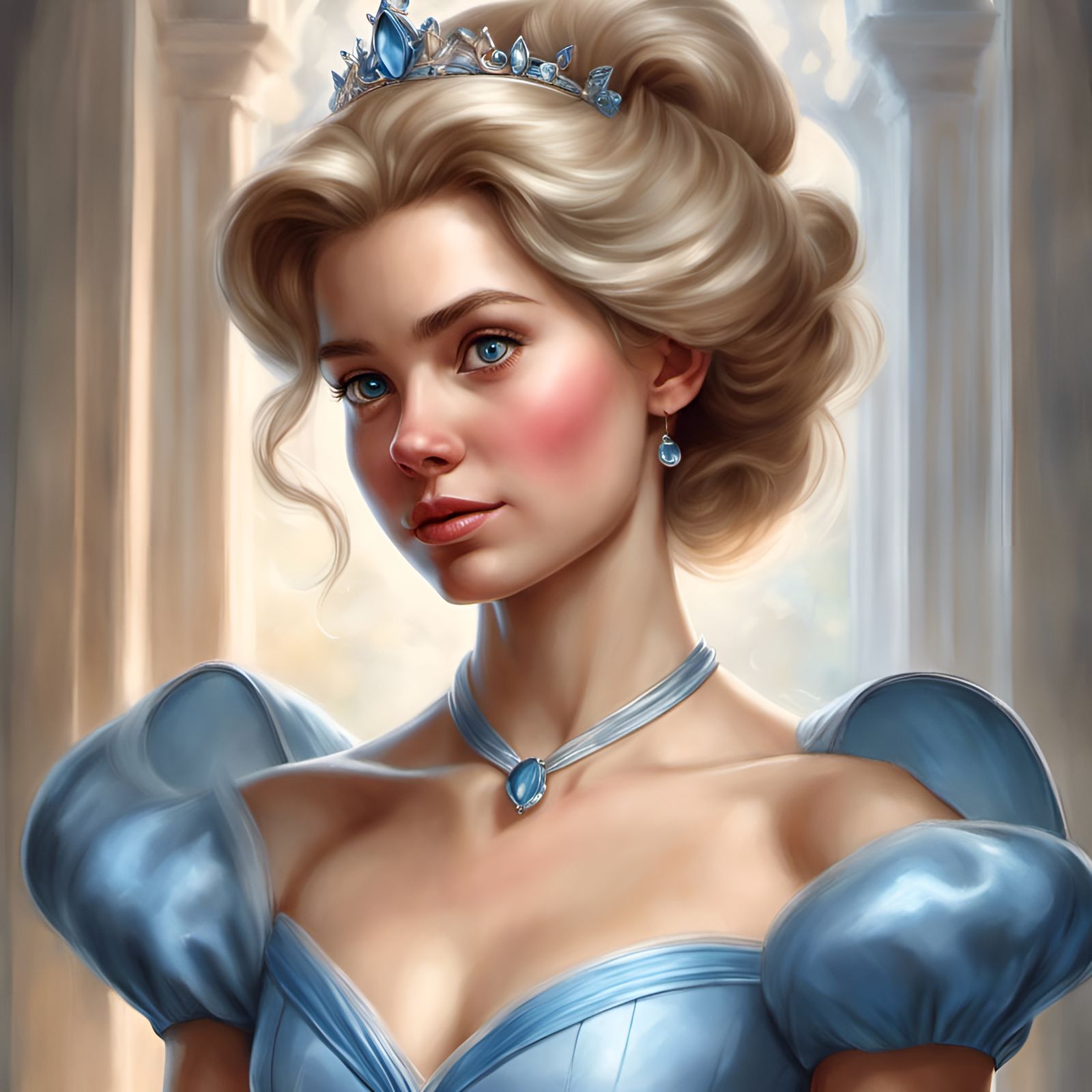 Hyperrealistic Portrait of Cinderella in Full Color