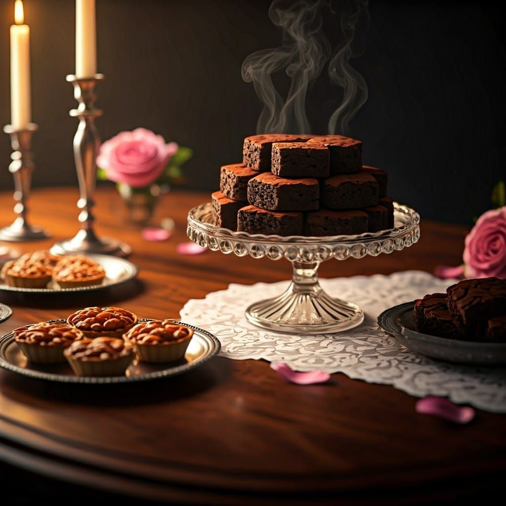 Opulent Shabbat Dessert Table in Hyperrealistic Style