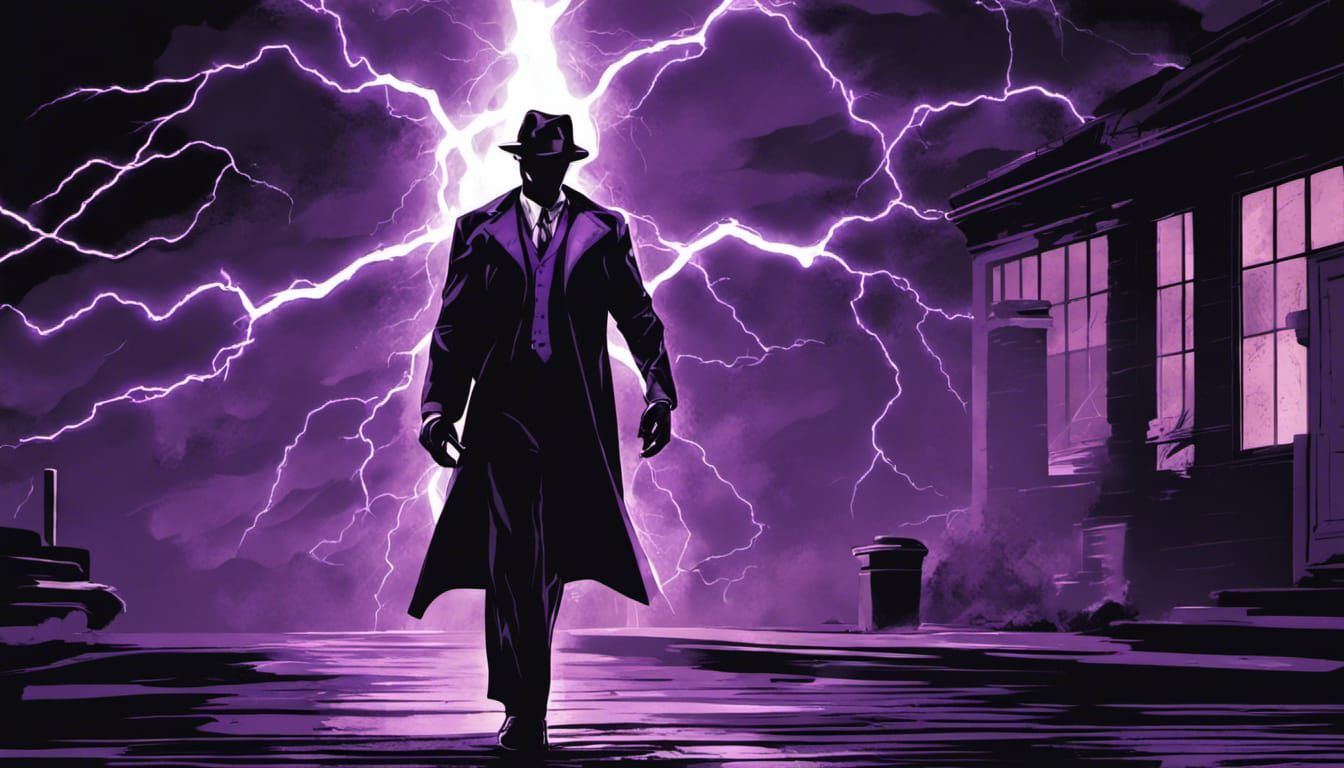 Noir Detective Infused with Purple Lightning