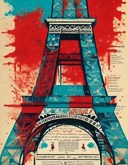 Vintage Parisian Travel Poster in the Style of Joseph Binder