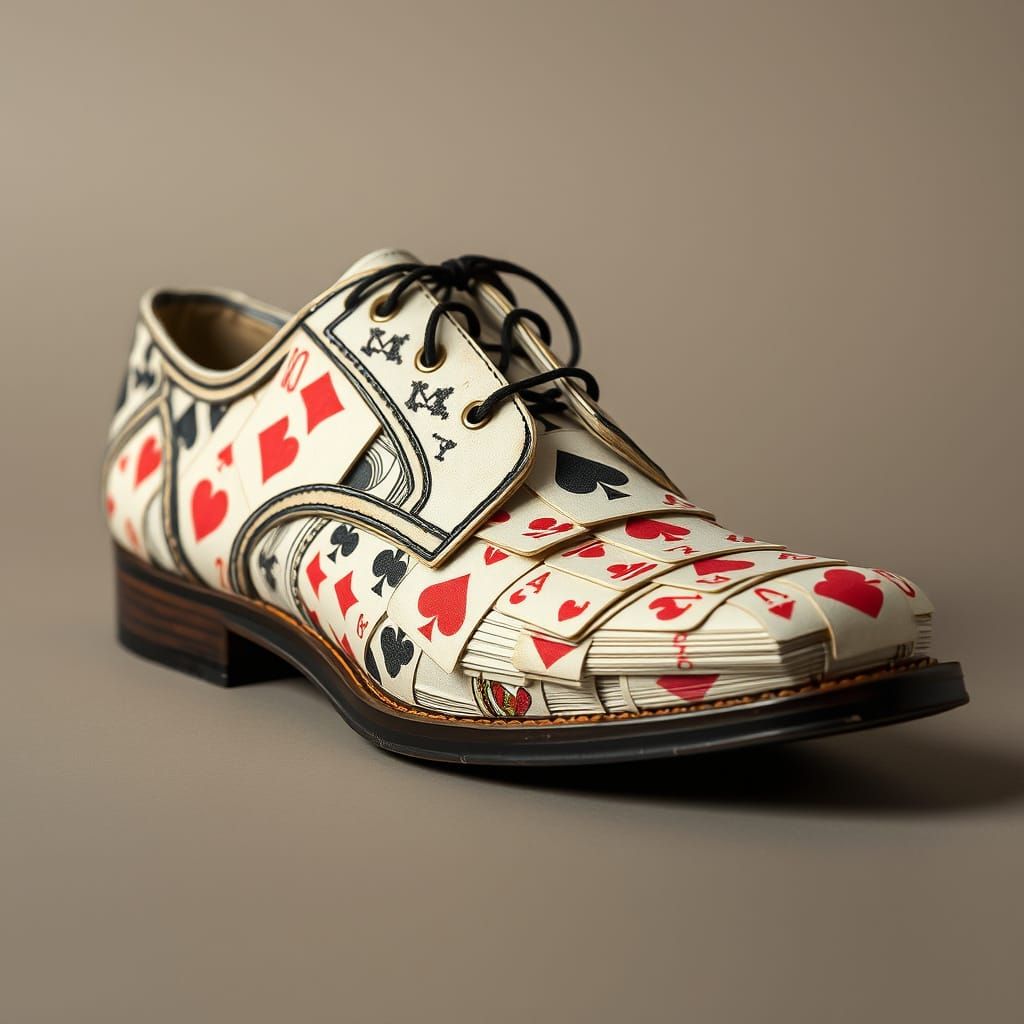 Surreal Playing Card Shoes in Hyper-Realistic Detail