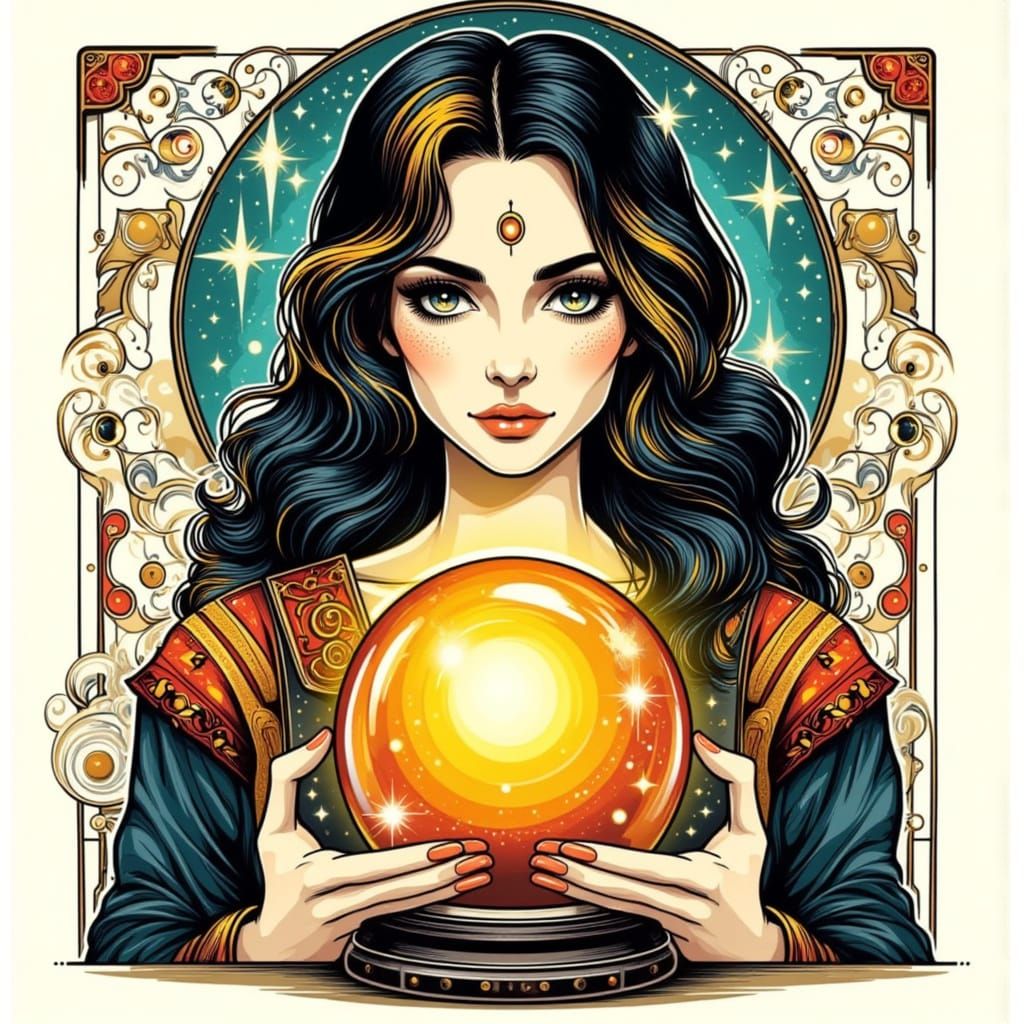 Neo Traditional Tattoo Fortune Teller Clip Art