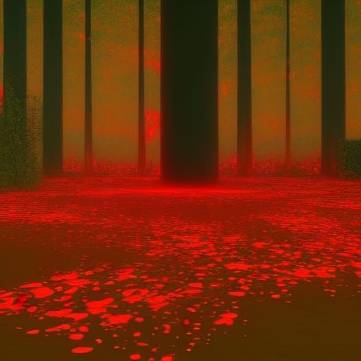 Abstract Gothic Art with Red and Black Flowers