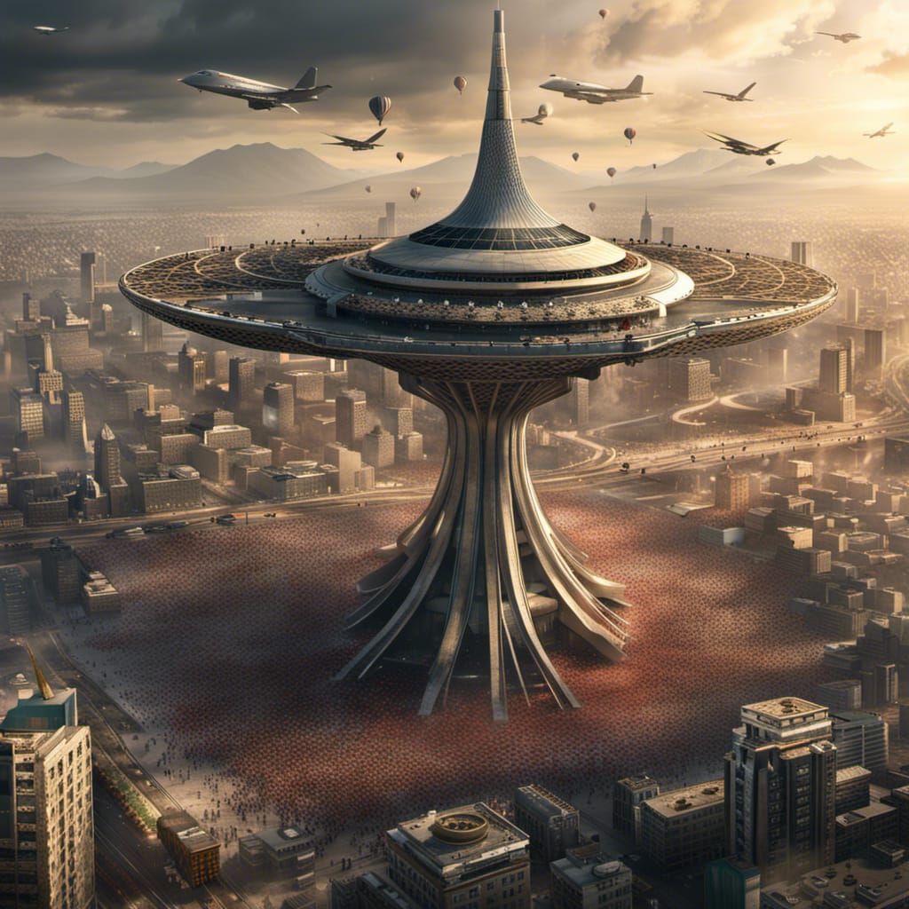 Warplane Crash at Milad Tower: Detailed Matte Painting