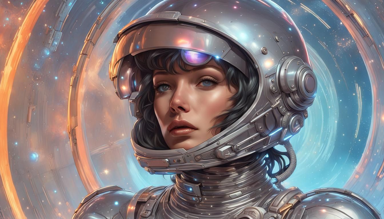 Retro Futurism Robot Girl in Space: 8K Art