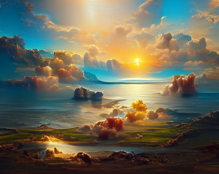 Peaceful Sunrise Seascape in Golden Hour