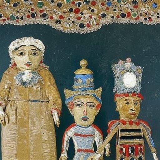 Puppets Held in Hands in Symbolist Style