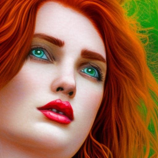 Auburn Beauty in Post-Impressionist Twilight