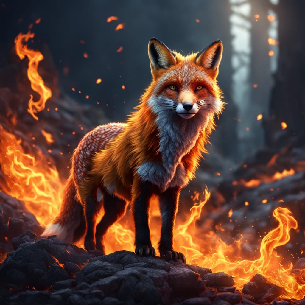 Vibrant Fox of Blazing Inferno