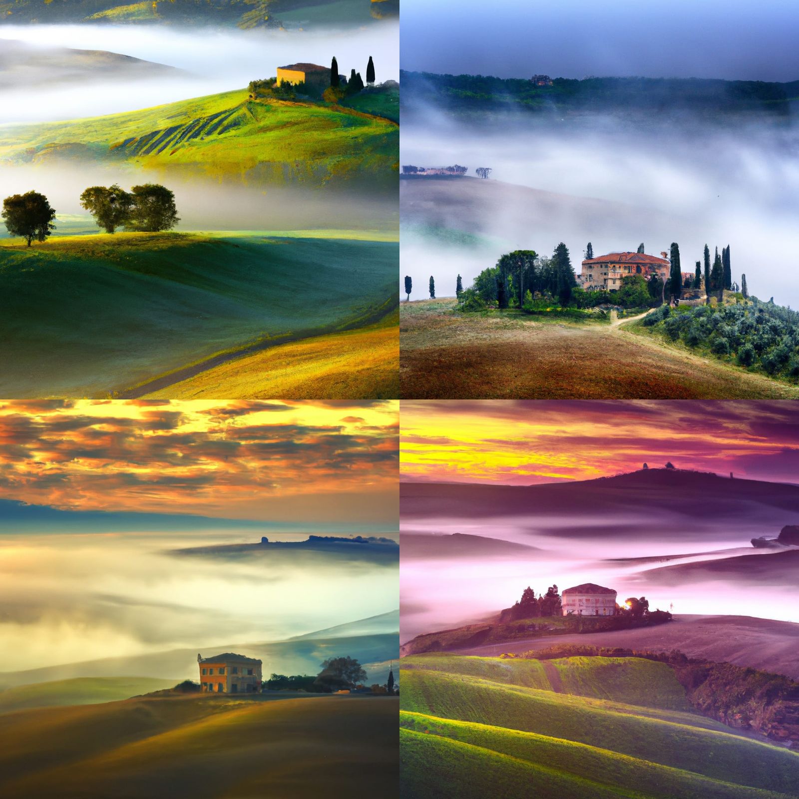 Tuscan Farmhouse in Misty Landscape: Photo