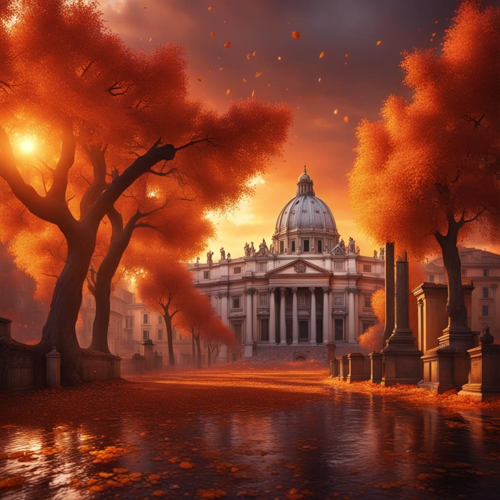 Rome in Autumn Snow: A Photorealistic Macro Image