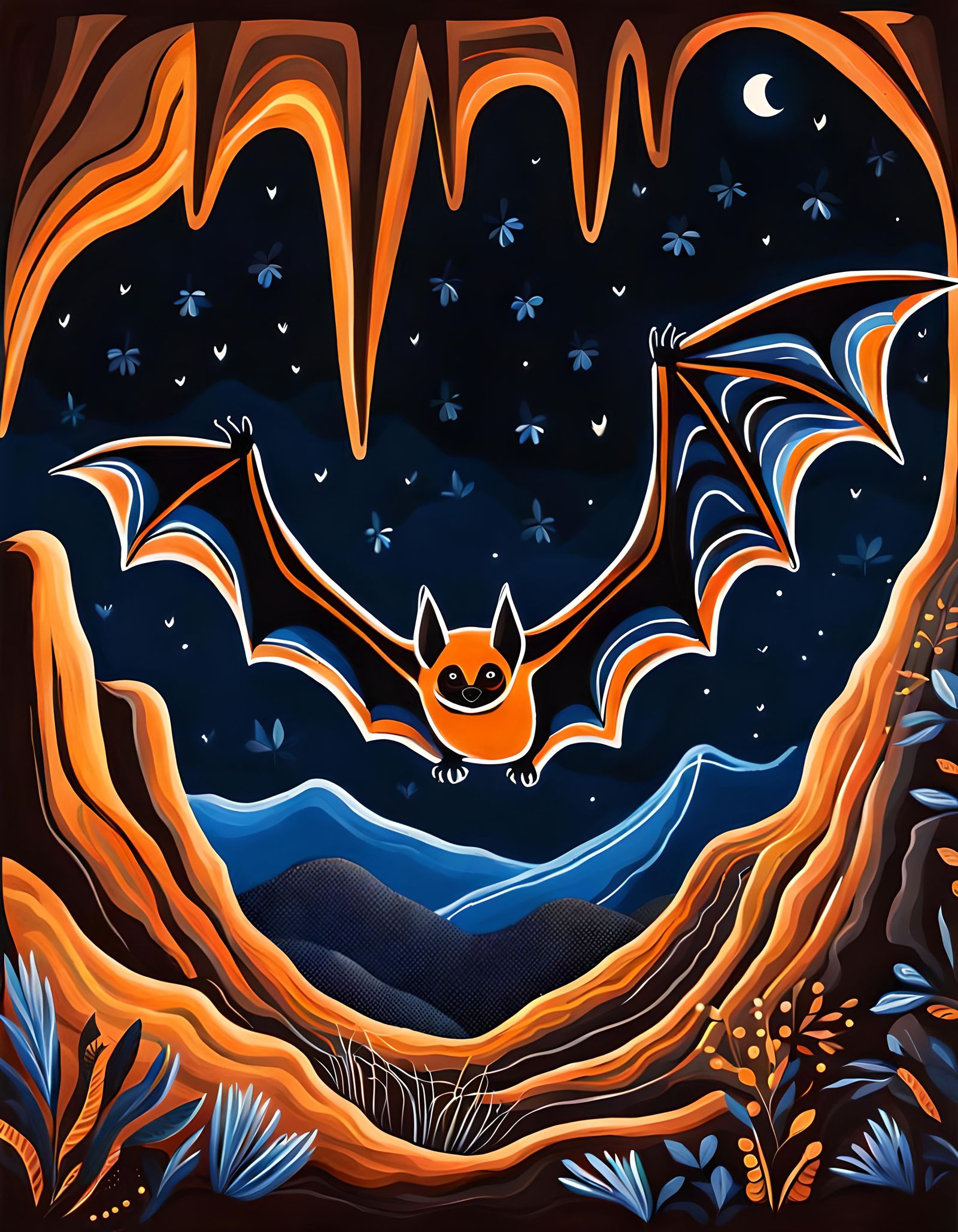 Flying Fox in Mountain Cave: Aboriginal Art