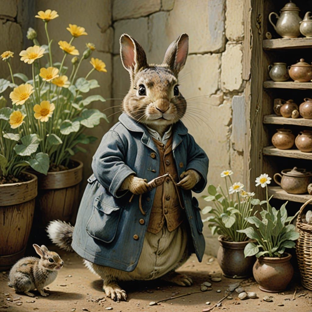 Charming Animal Illustrations in Beatrix Potter Style