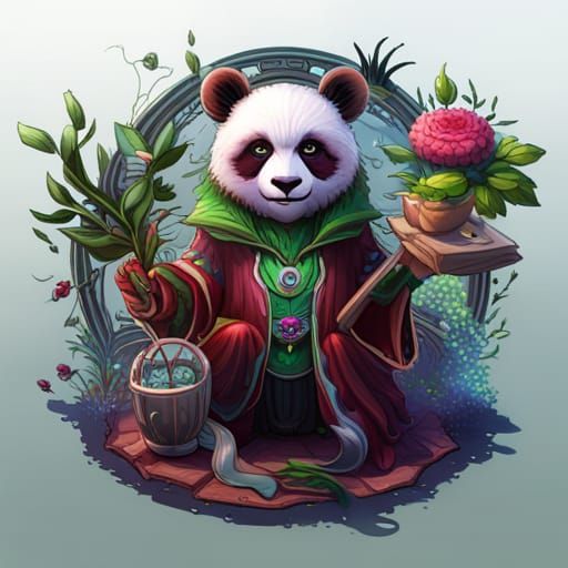 Fantastical Flower Panda Concept Art in 8K
