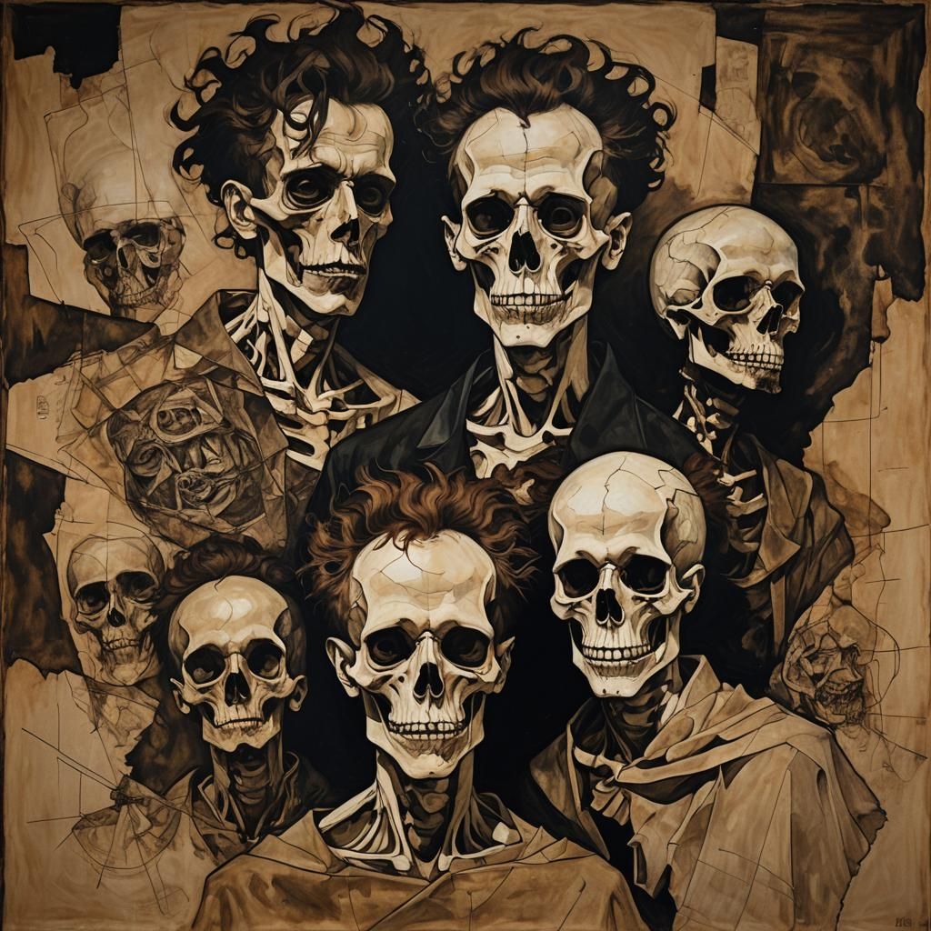 Death altar piece by Egon Schiele Andy Warhol portait collag...