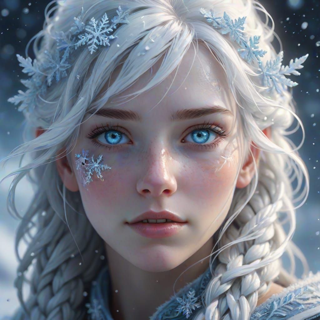 Frost Queen Portrait with Ethereal Icy Glow
