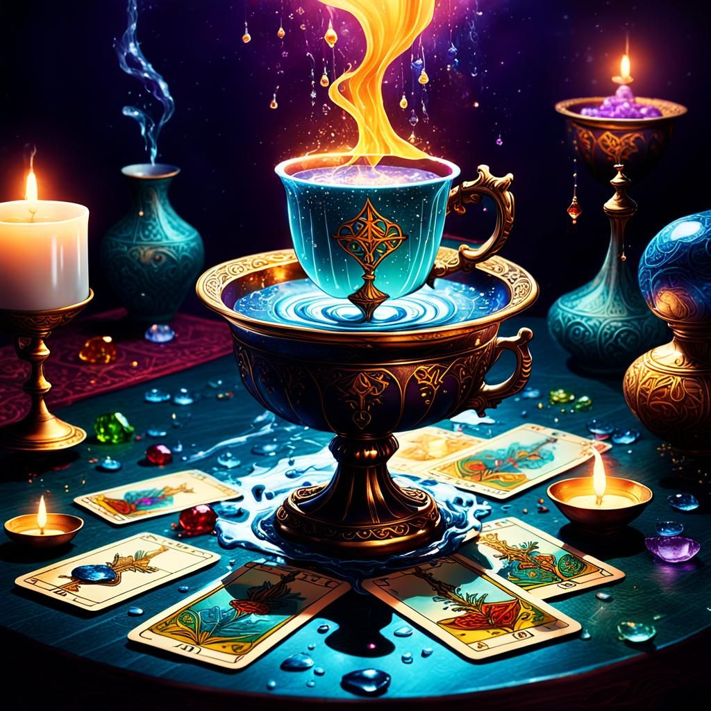 Mystical Tarot Card: Ace of Cups in Fantasy Art