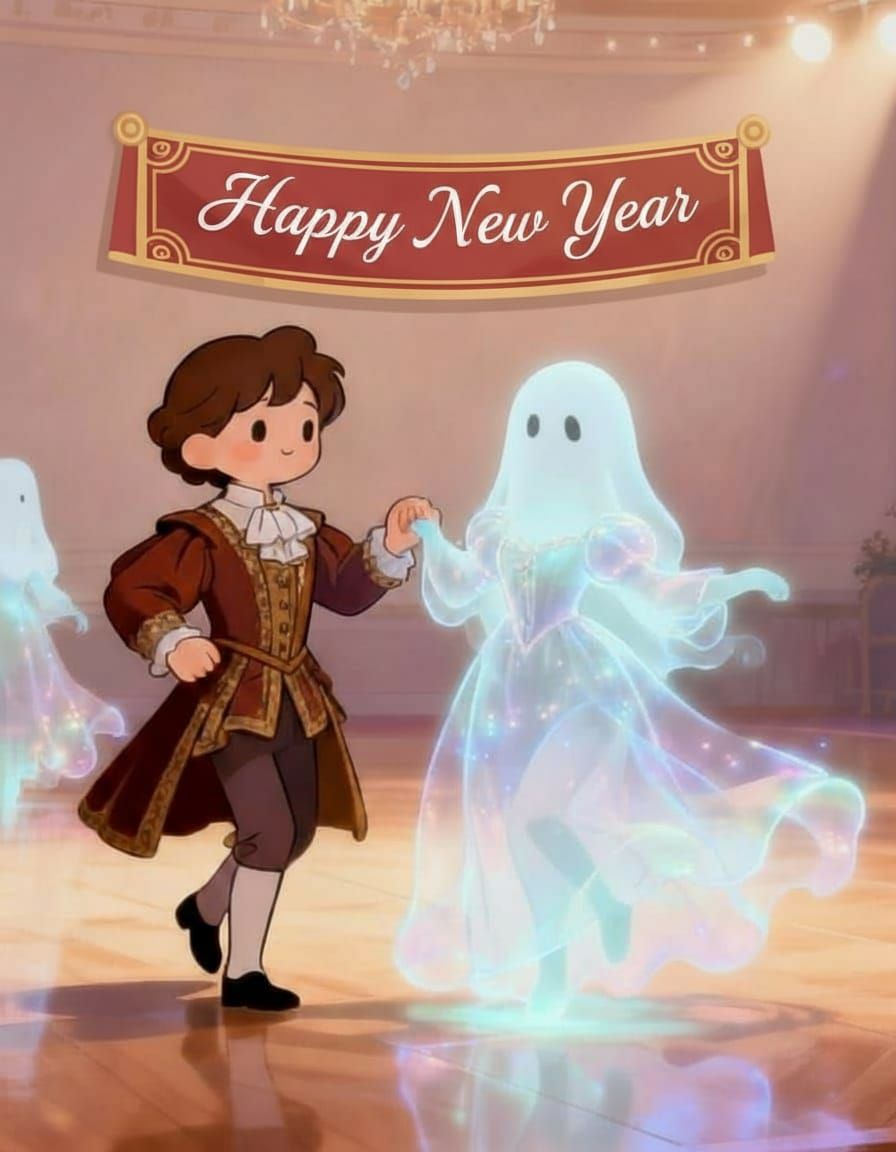 Ghostly Spirits Dance at New Year's Eve Ball