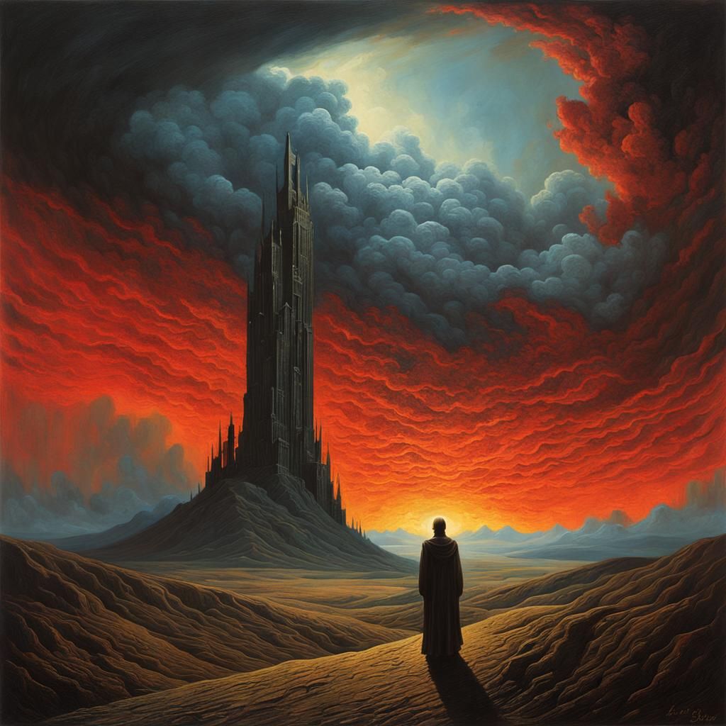 Angelic Figure Ascending from Ashes: Apocalyptic Art