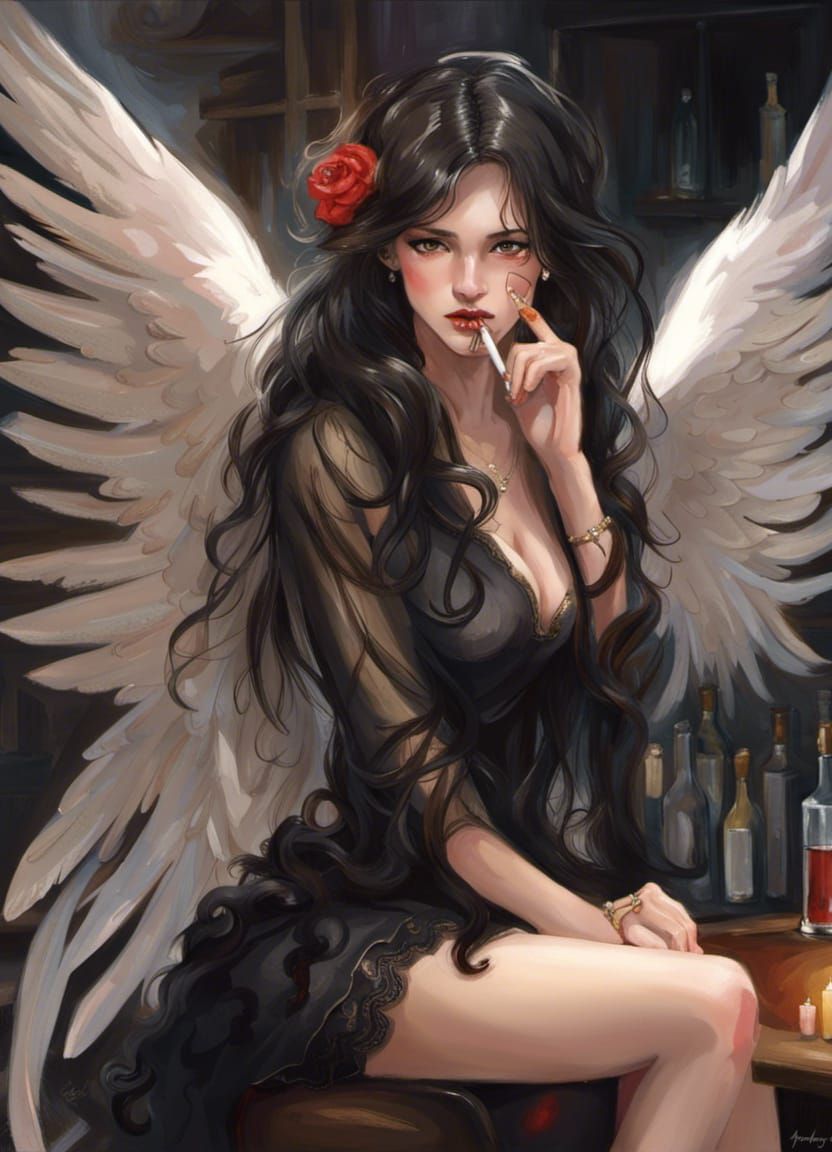 Fallen Angel Smoking Cigar, Masterpiece